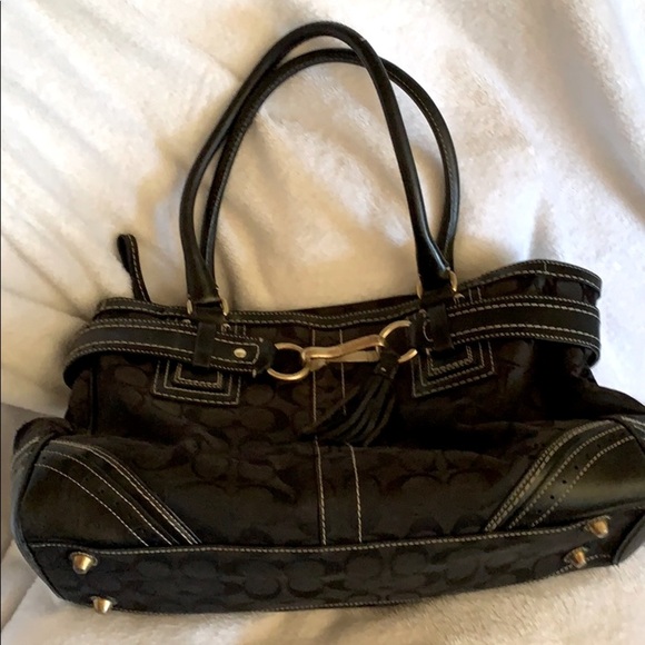 Black Signature “C” Fabric & Leather Coach Satchel - Picture 2 of 16